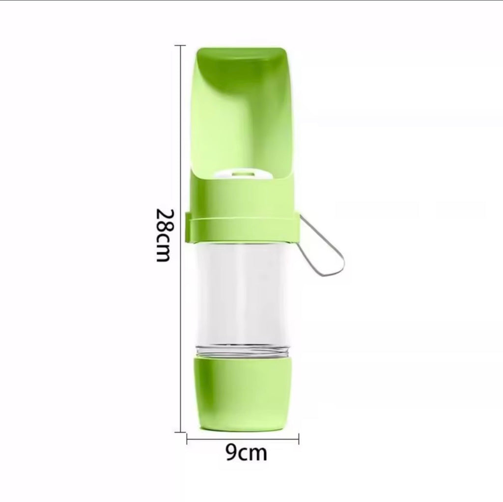 Bouteille d'eau Portable 2-en-1 pour Chien et Chat – 500 ml + Compartiment Croquettes 200 g