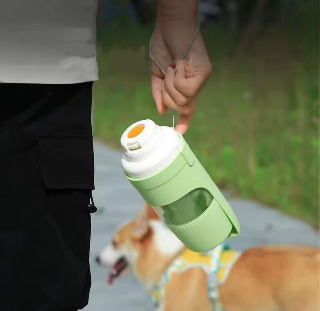 Bouteille d'eau Portable 2-en-1 pour Chien et Chat – 500 ml + Compartiment Croquettes 200 g