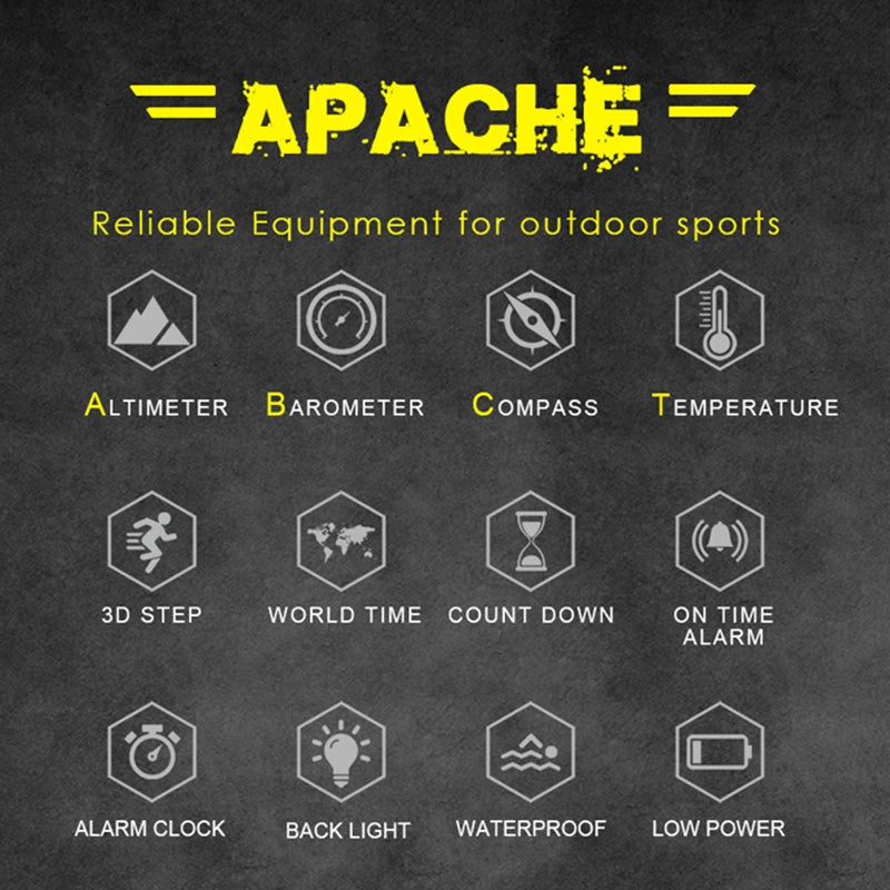 Montre Sport NORTH EDGE APACHE 3 — Altimètre, Boussole & Étanche 50M