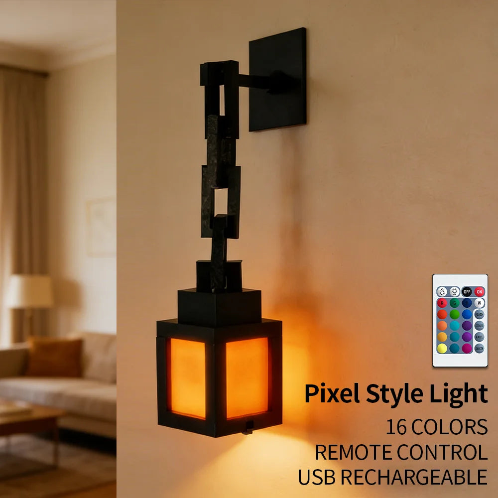 Lampe Pixel Art Bureau — Veilleuse LED 16 Couleurs Déco Ambiance