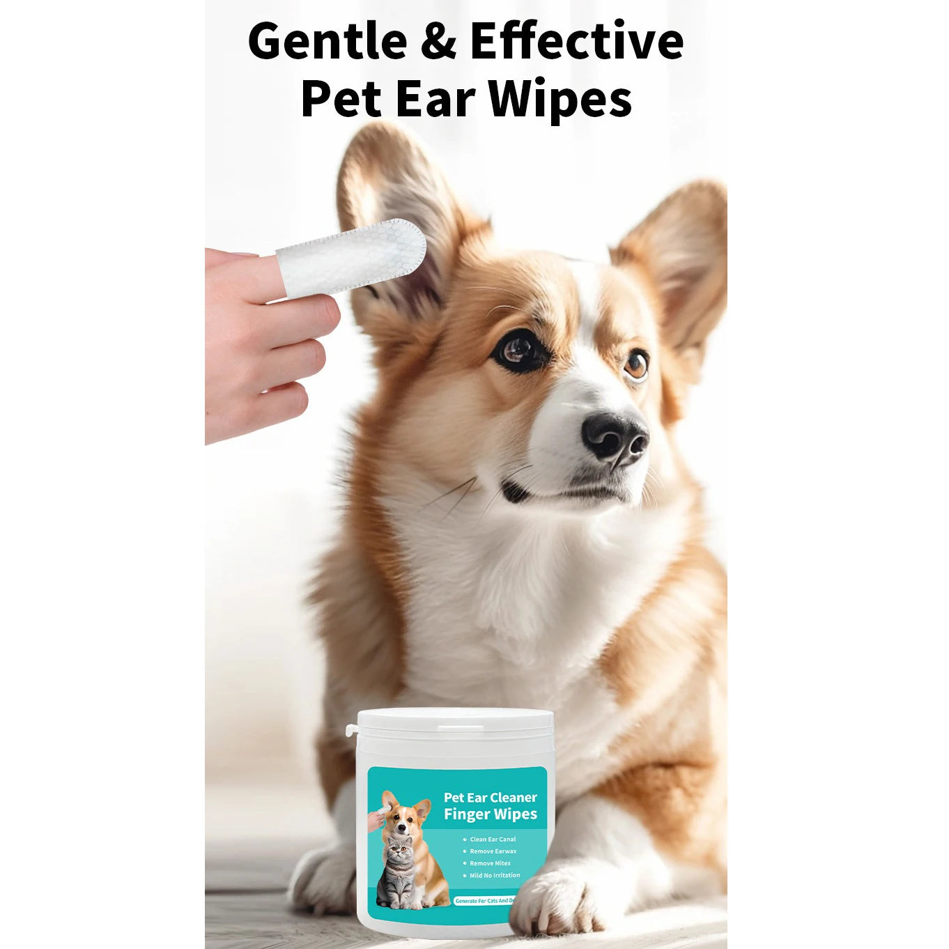 Lingettes Nettoyantes pour Oreilles — Chien & Chat | Soin Anti-Acariens
