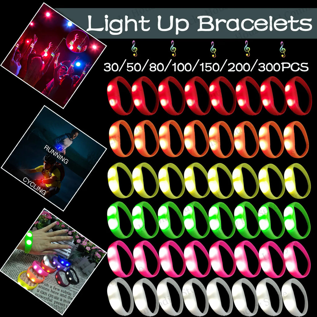 Bracelets LED Lumineux – Réactifs au Son & à la Musique | Lot de 30 à 300 pcs