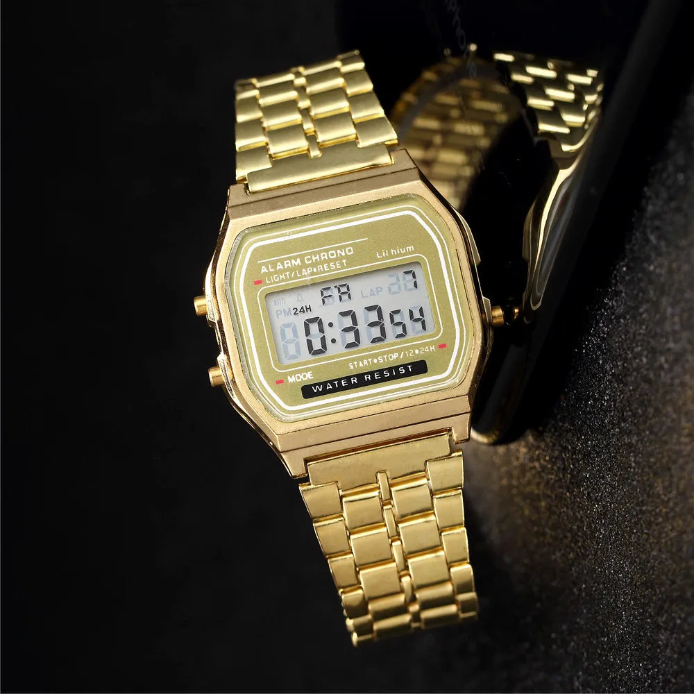 Montre LED Sport Dorée — Homme & Femme | Waterproof & Style Luxe