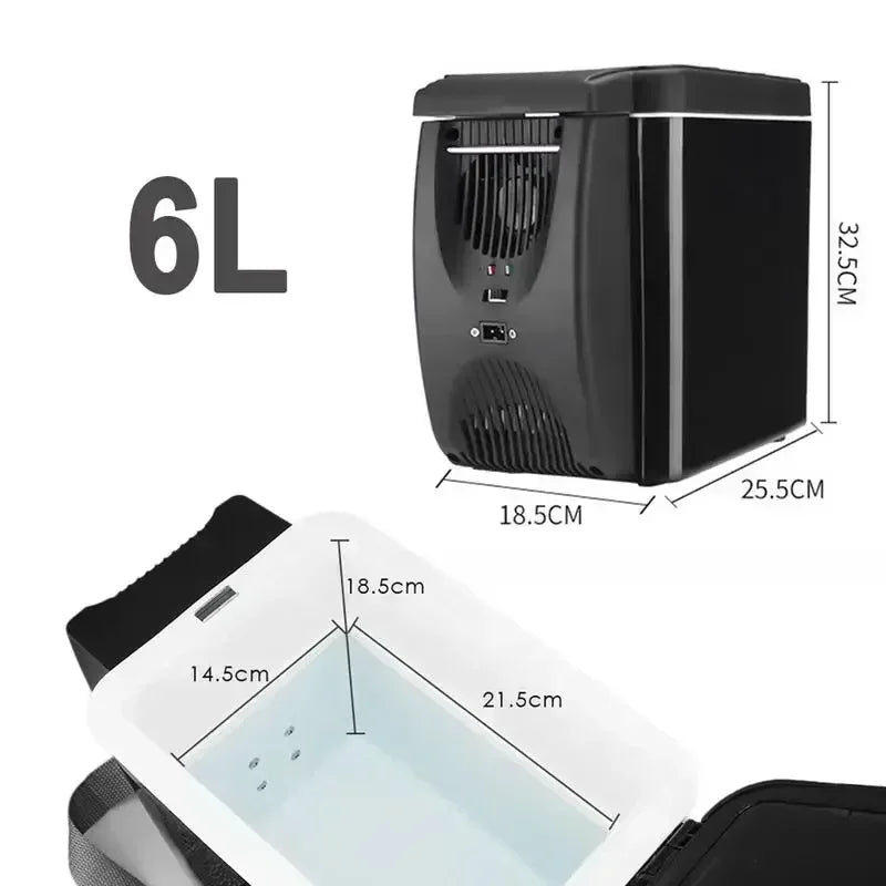Réfrigérateur Portable 12V — Glacière Électrique 6L Chaud & Froid