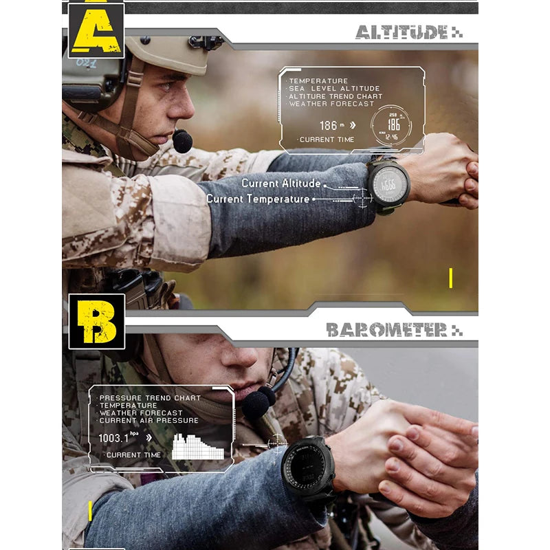 Montre Sport NORTH EDGE APACHE 3 — Altimètre, Boussole & Étanche 50M